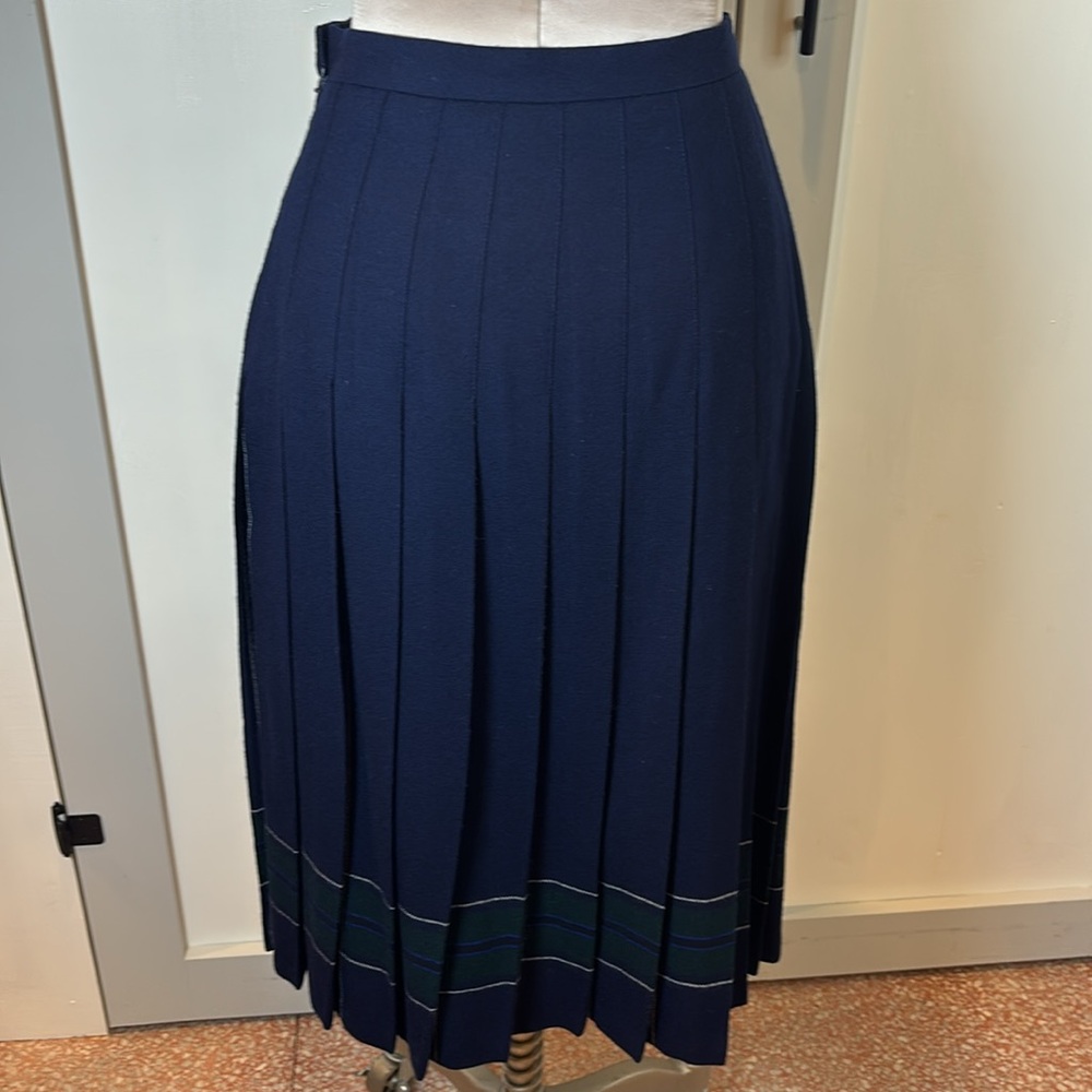 Vintage LL Bean Scotland Wool Skirt Midi Pleated Preppy Blue Size 6P